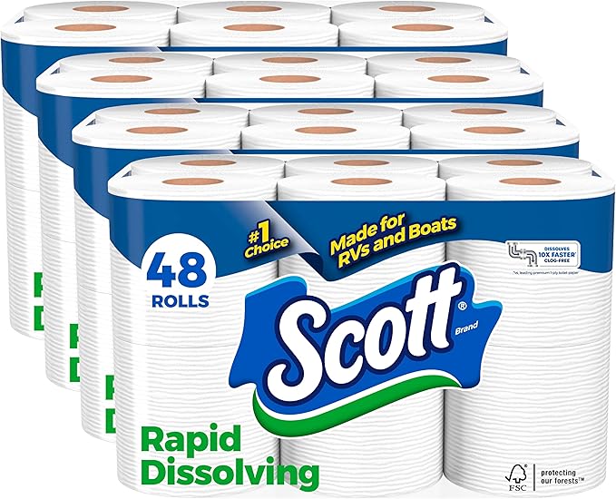 Scott Rapid-Dissolving RV Toilet Paper, 48 Rolls