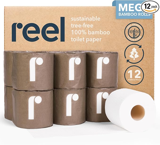 Reel Premium 3-Ply Bamboo Toilet Paper, 12 Rolls