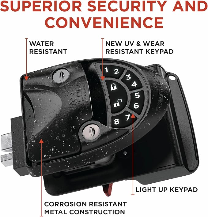 RVLock V4 Keyless Entry RV Door Lock with 2 Remote Fobs