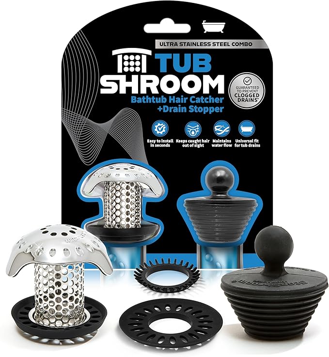 TubShroom Ultra Stainless Steel Drain Hair Catcher Combo