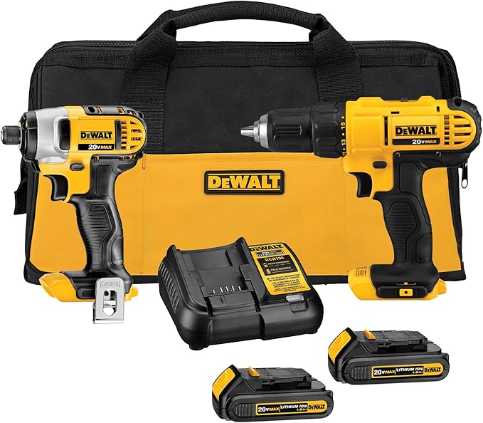 DEWALT 20V MAX Cordless Drill & Impact Driver Combo Kit (DCK240C2)